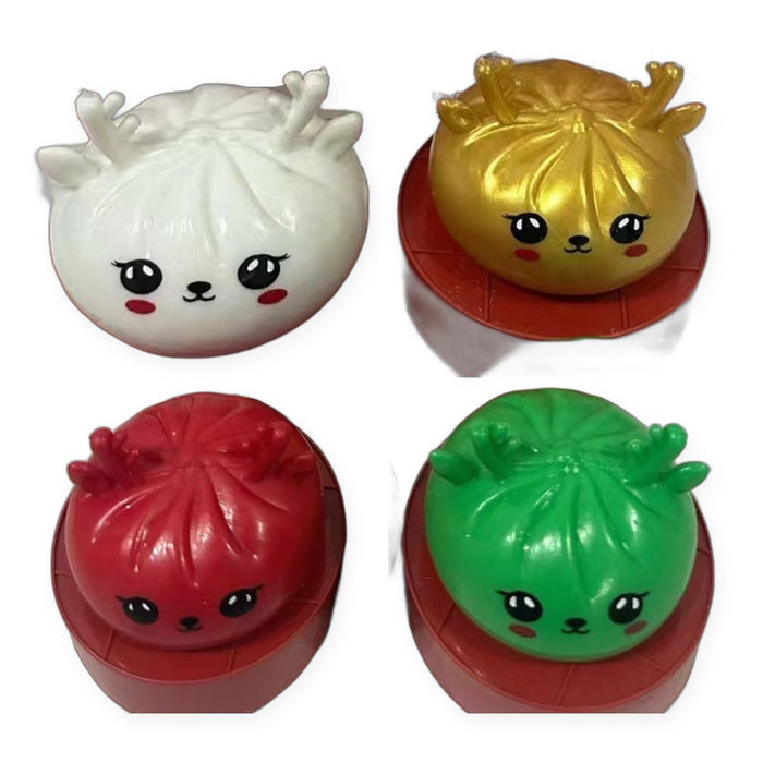 Christmas Reindeer Bun Squishy Putty — Case of 12